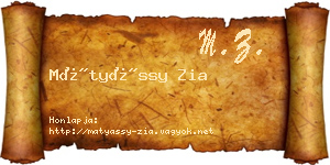 Mátyássy Zia névjegykártya